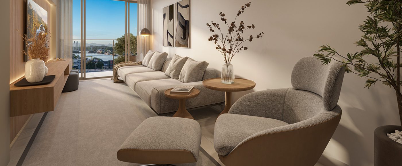 Living do Apartamento Tipo - Coluna 2